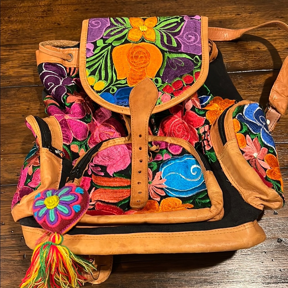 Embroidered Floral Backpack